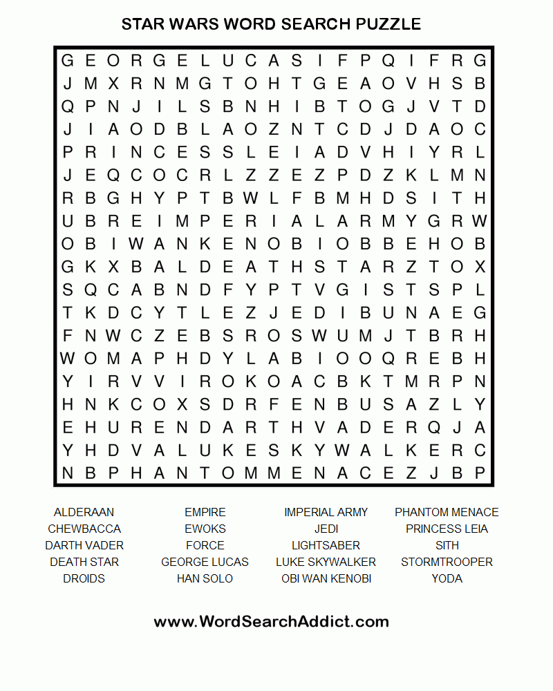 Star Wars Word Search Puzzle | Griff | Star Wars Classroom, Star - Star Crossword Puzzles Printable