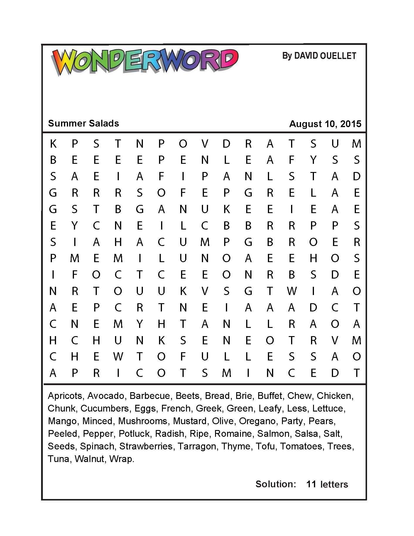 Summer Salads - Printable Puzzle Booklet