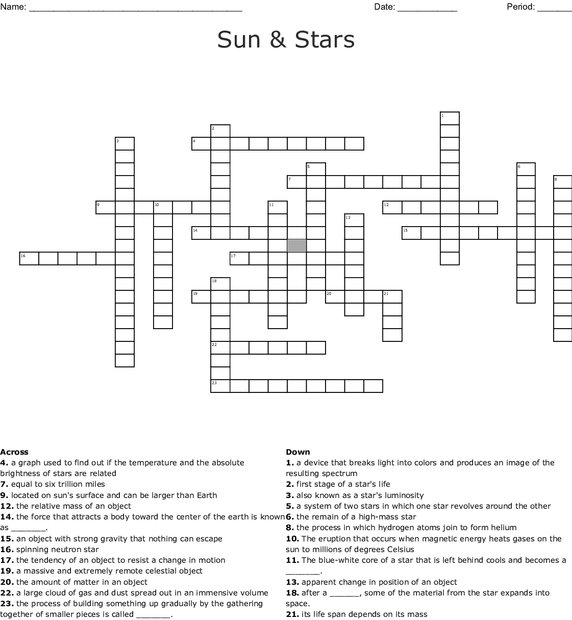 Sun &amp;amp; Stars Crossword - Wordmint - Printable Sun Crossword