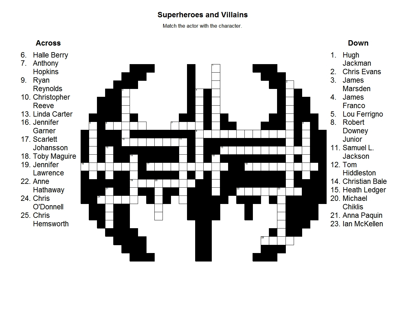 Printable Superhero Crossword Puzzle Printable Crossword Puzzles