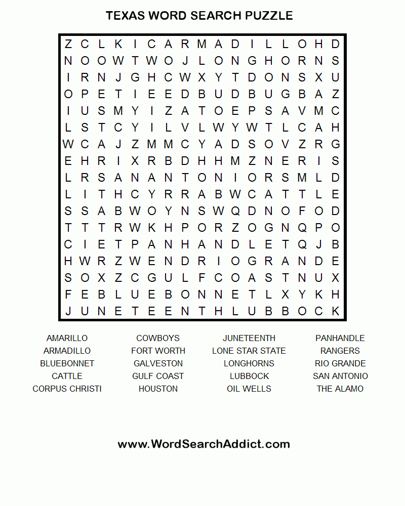 Texas Word Search Puzzle | Smarty Pants | Puzzle, Crossword Puzzles - Printable Crossword Word Search Puzzles