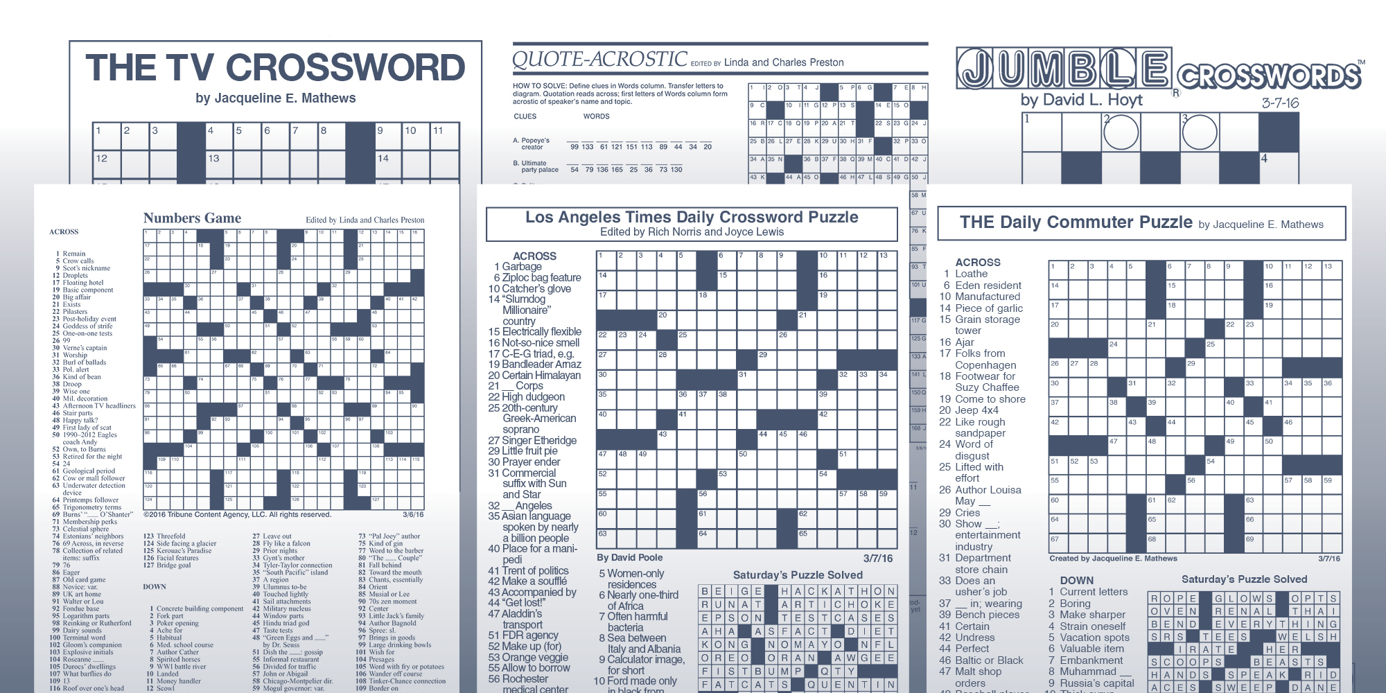 The Daily Commuter Puzzlejackie Mathews | Tribune Content Agency - Jacqueline E Mathews Printable Crossword Puzzles