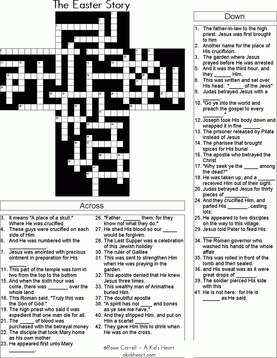 The Easter Story Crossword Puzzle | Bible Crosswords/word Search - Printable Bible Puzzles For Youth