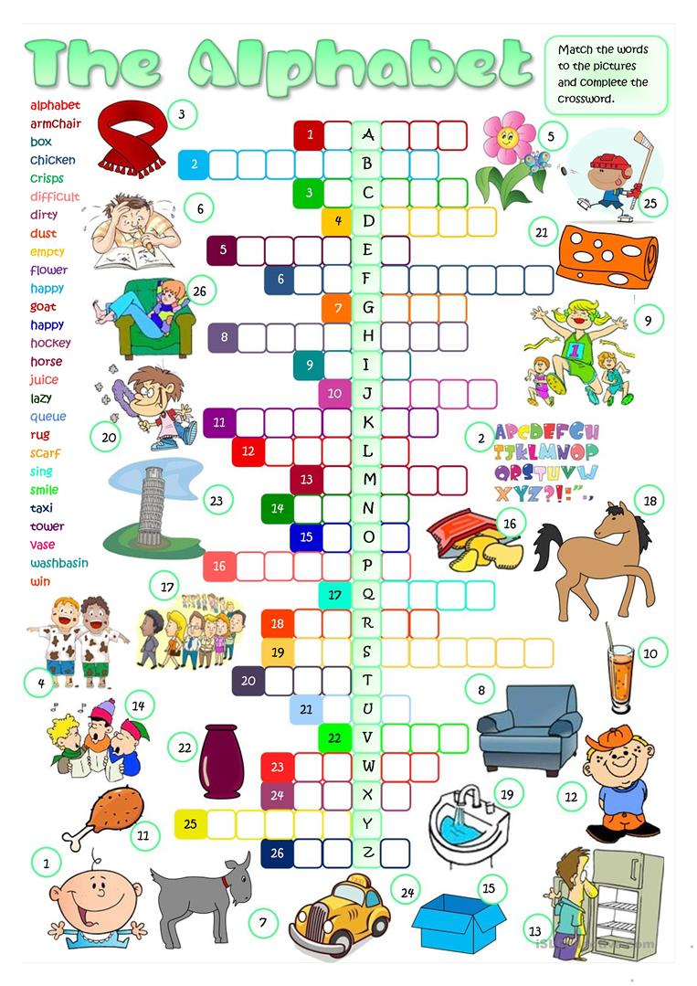 The English Alphabet - Crossword Worksheet - Free Esl Printable - Printable Crosswords To Learn English