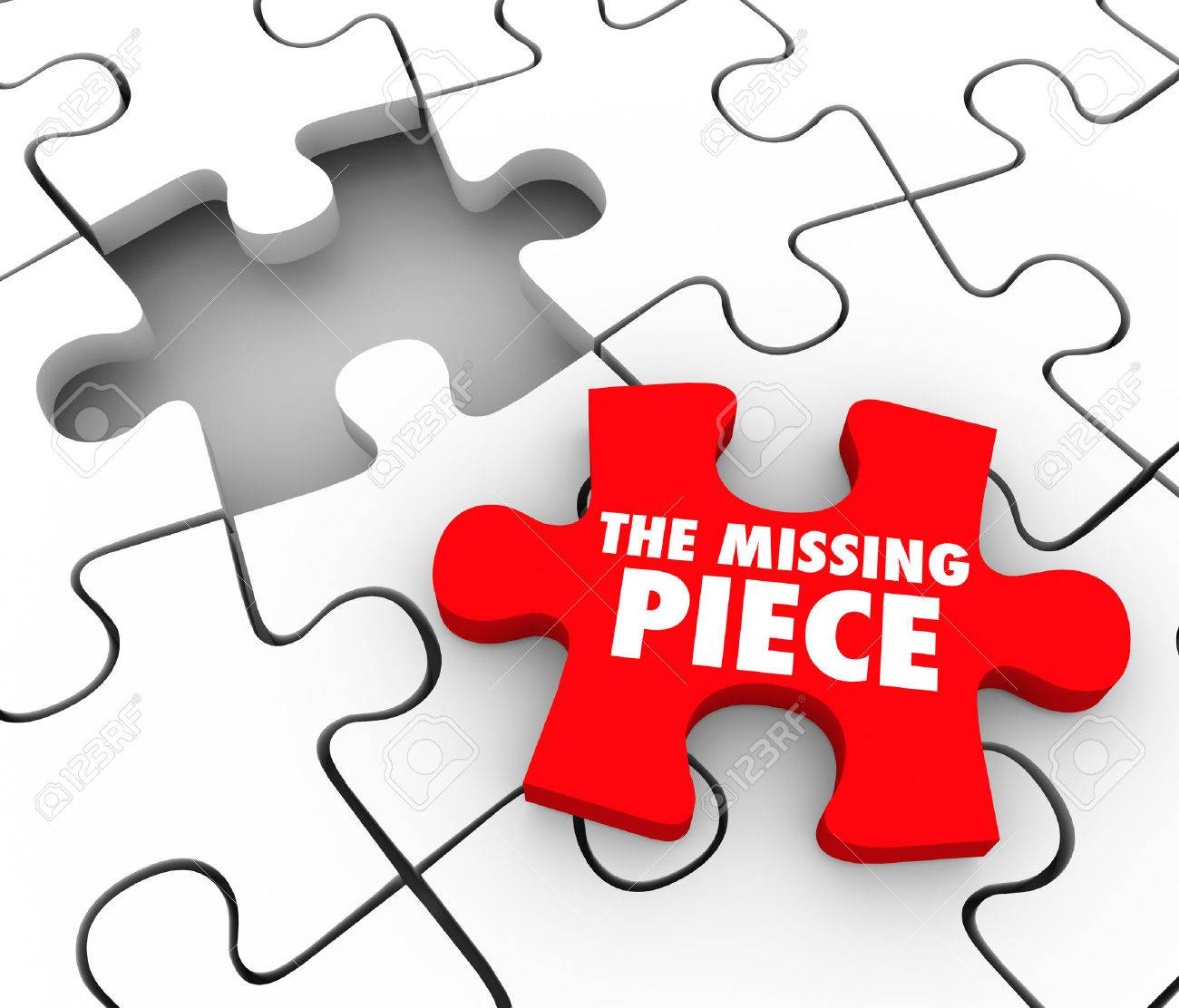 The Missing Piece Words On A Red Puzzle Piece To Complete A Puzzle - Print Missing Puzzle Piece