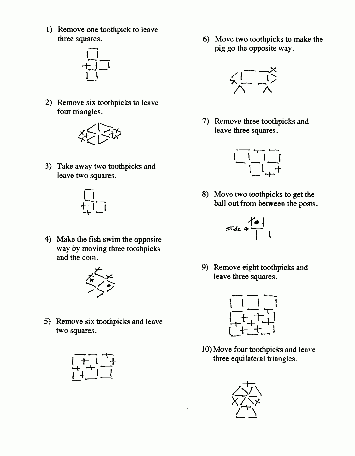 Toothpick Puzzles | Activity | Education - Printable Toothpick Puzzles