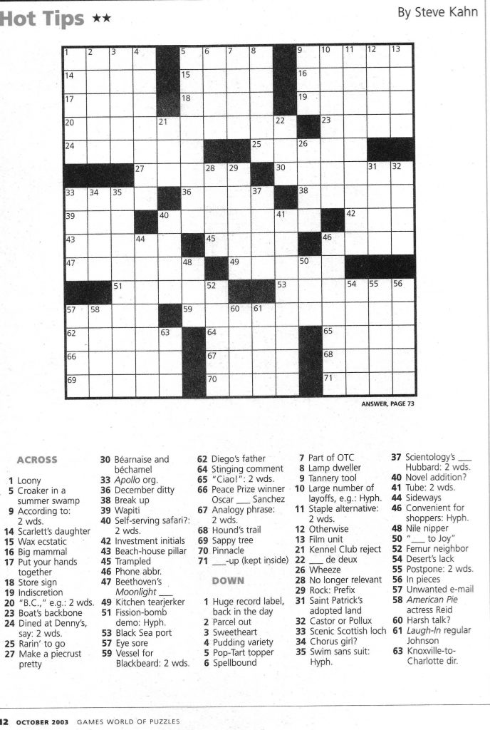 Printable Crossword Clue - Printable Crossword Puzzles