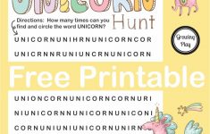 Unicorn Hunt Word Find Free Printable - Growing Play - Printable Unicorn Puzzle