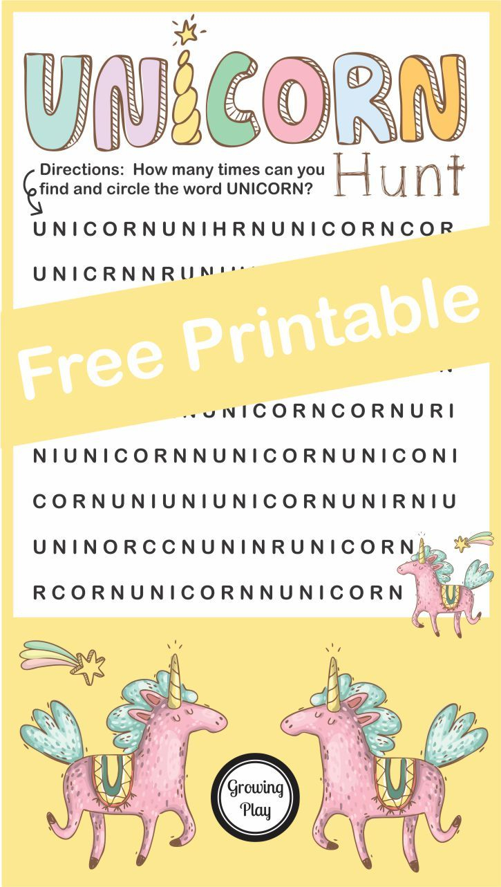Unicorn Hunt Word Find Free Printable | Visual Perceptual Activities - Printable Unicorn Puzzle