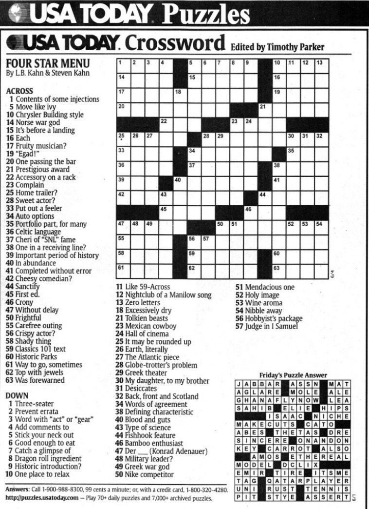 Usa Today Printable Crossword | Freepsychiclovereadings In Usa Today - Printable Crossword Puzzle Usa Today