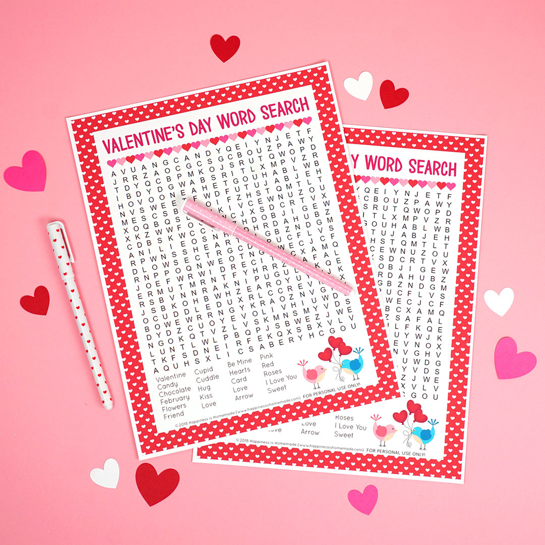 Valentine&amp;#039;s Day Word Search Printable - Happiness Is Homemade - Free Printable Valentine Puzzle Games