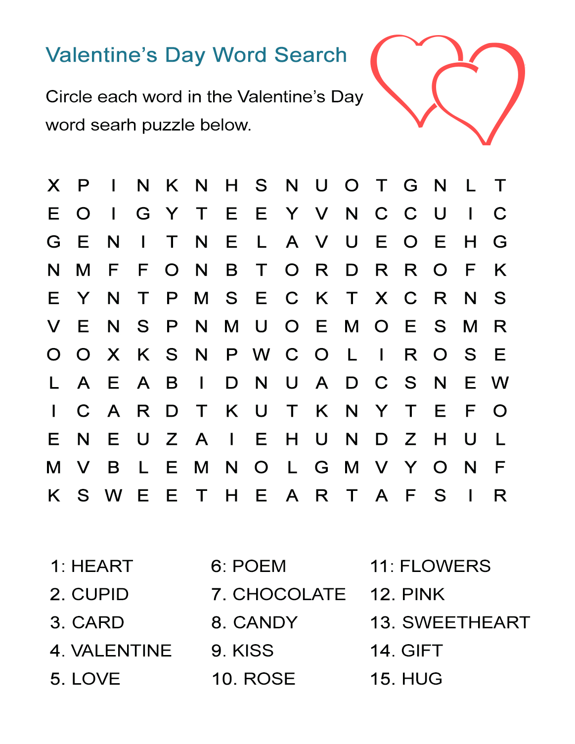 Valentine&amp;#039;s Day Word Search Puzzle: Free Worksheet For February 14 - Worksheet Word Puzzle