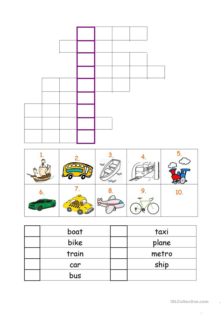 Vehicles Worksheet Worksheet - Free Esl Printable Worksheets Made - Printable Crossword Metro