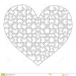 White Puzzles Pieces Arranged In A Heart Shape. Medium Jigsaw Puzzle   Printable Puzzle Heart