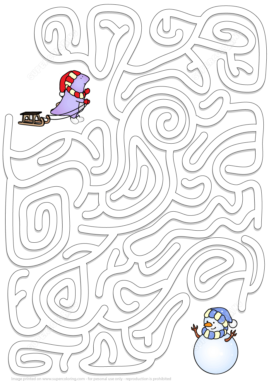 Winter Maze Puzzle | Free Printable Puzzle Games - Printable Labyrinth Puzzles