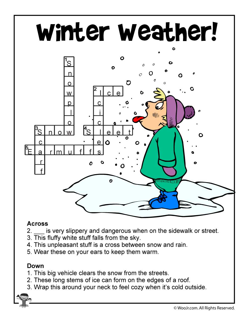 Winter Weather Crossword Puzzle Answer Key | Woo! Jr. Kids Activities - Winter Crossword Puzzle Printable