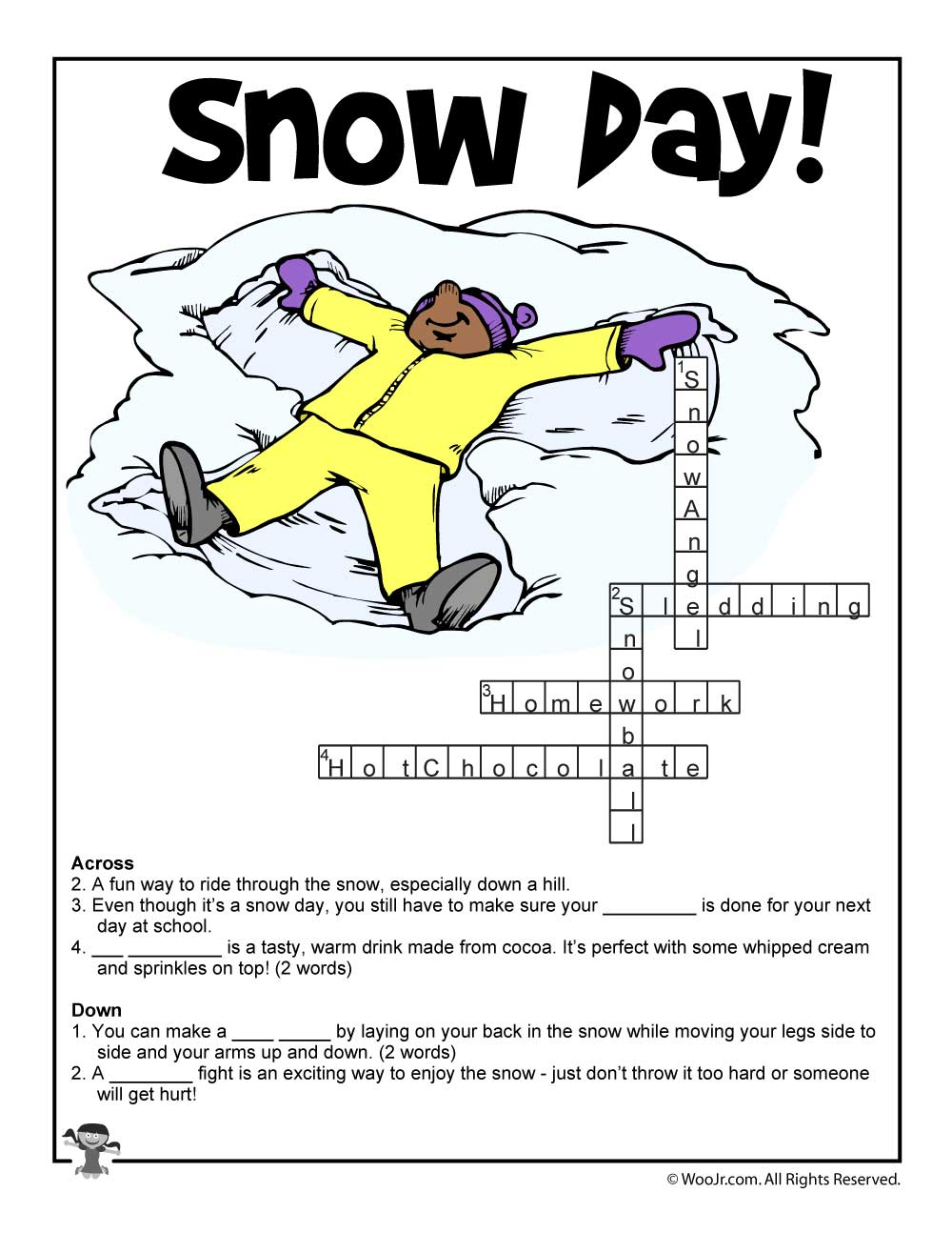 Winter Word Puzzles &amp;amp; Compound Words Vocabulary Worksheets | Woo! Jr - Printable Compound Word Crossword Puzzle