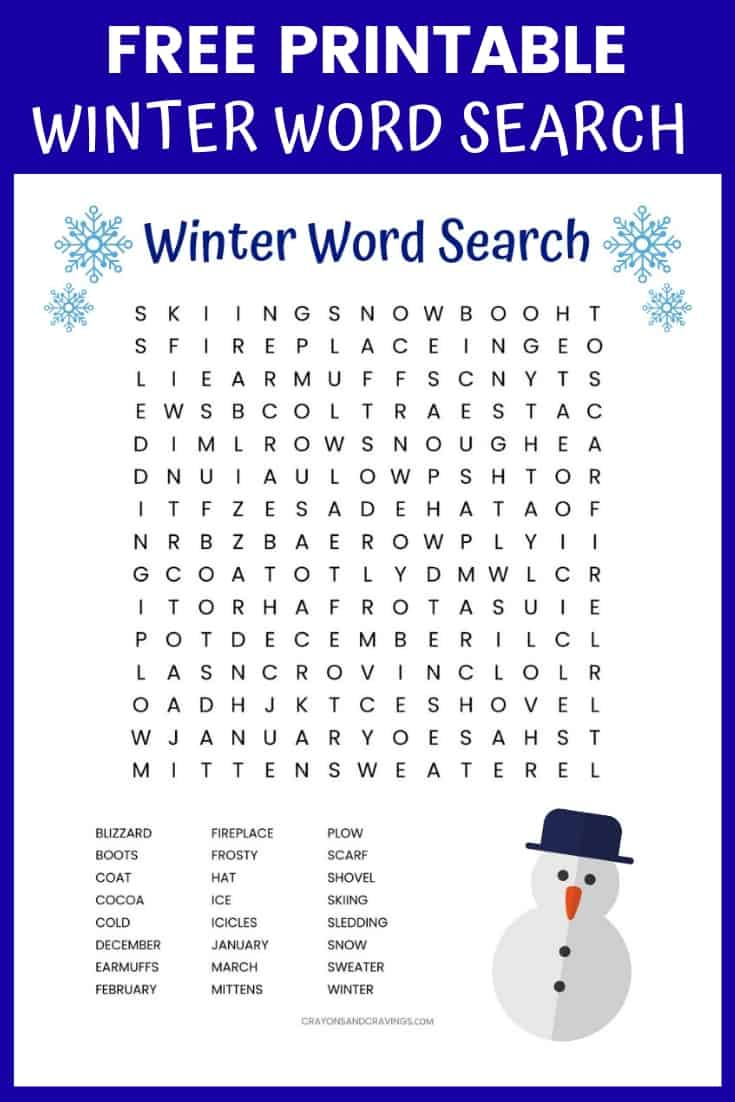 Winter Word Search Free Printable Worksheet - Printable Winter Puzzle