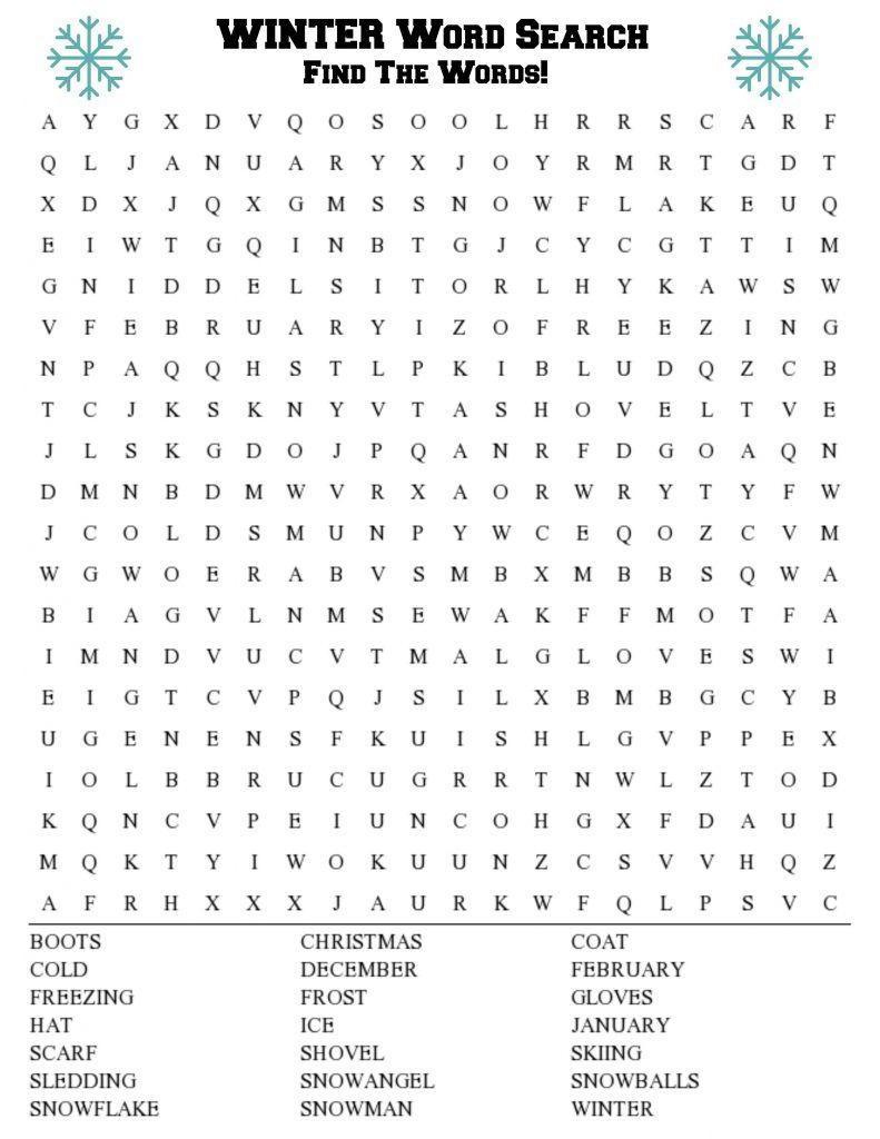 Winter Word Search | Puzzles And Games | Winter Word Search, Winter - Printable Winter Crossword Puzzle