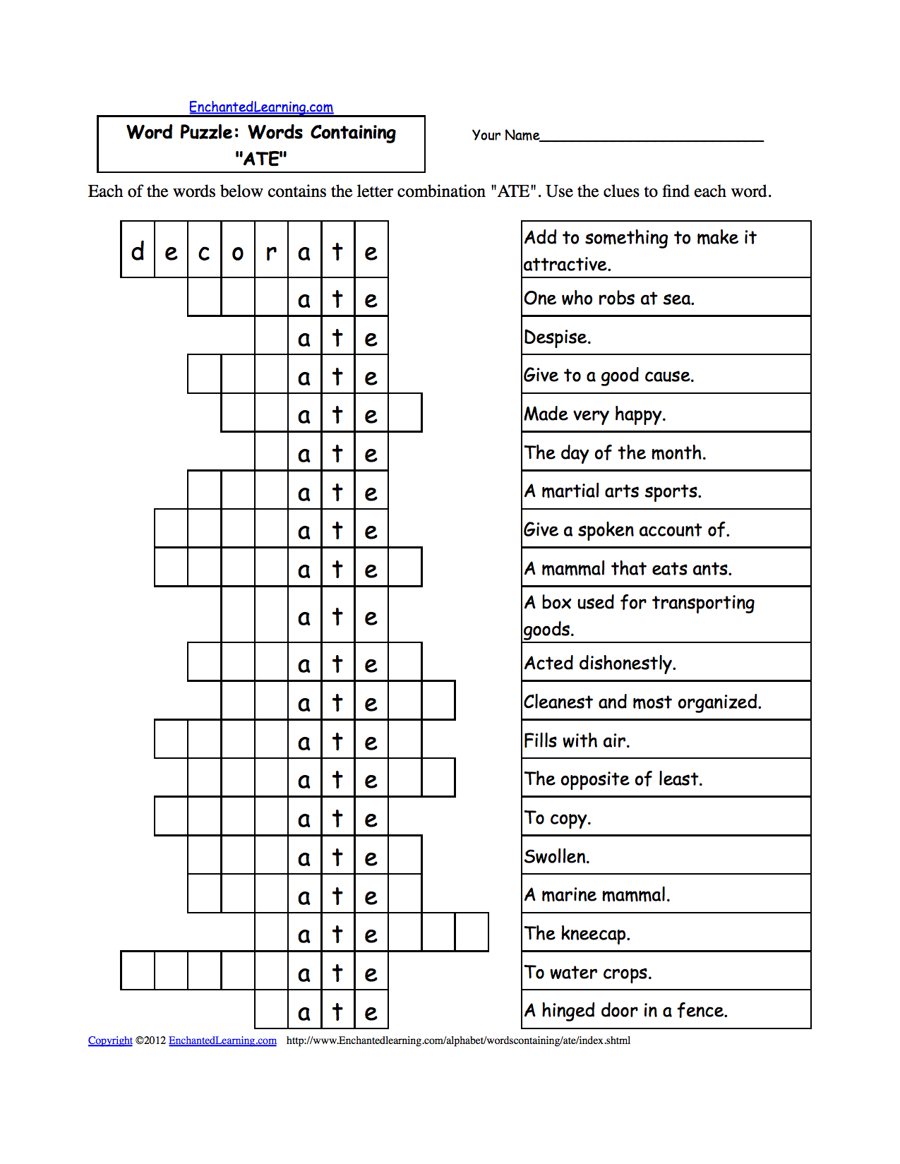 Word Puzzles: Words Containing Three-Letter Combinations: Worksheets - Worksheet Word Puzzle