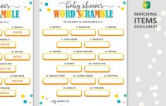 Word Scramble Baby Shower Game Printable Word Jumble Puzzle | Etsy - Printable Jumble Puzzles With Answers