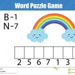 Words Puzzle Children Educational Game With Numbers Code. Stock   Printable Rainbow Number Puzzle