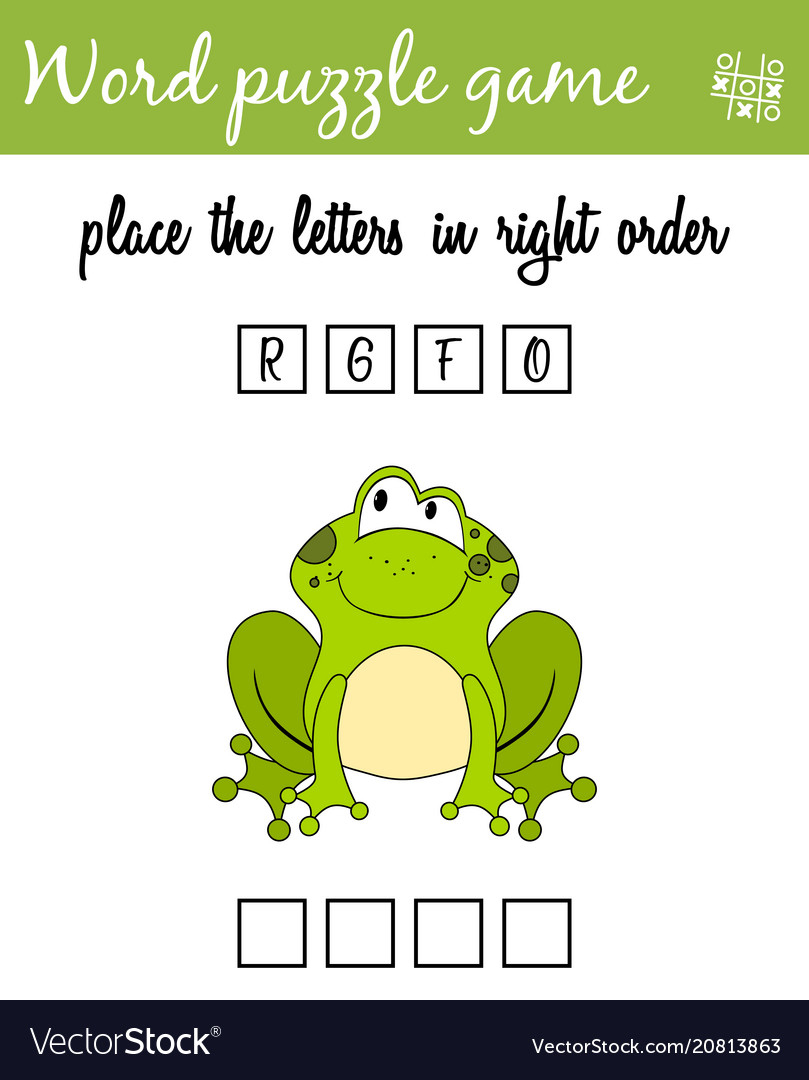 Words Puzzle Game With Cartoon Frog Place The Vector Image - Printable Frog Puzzle