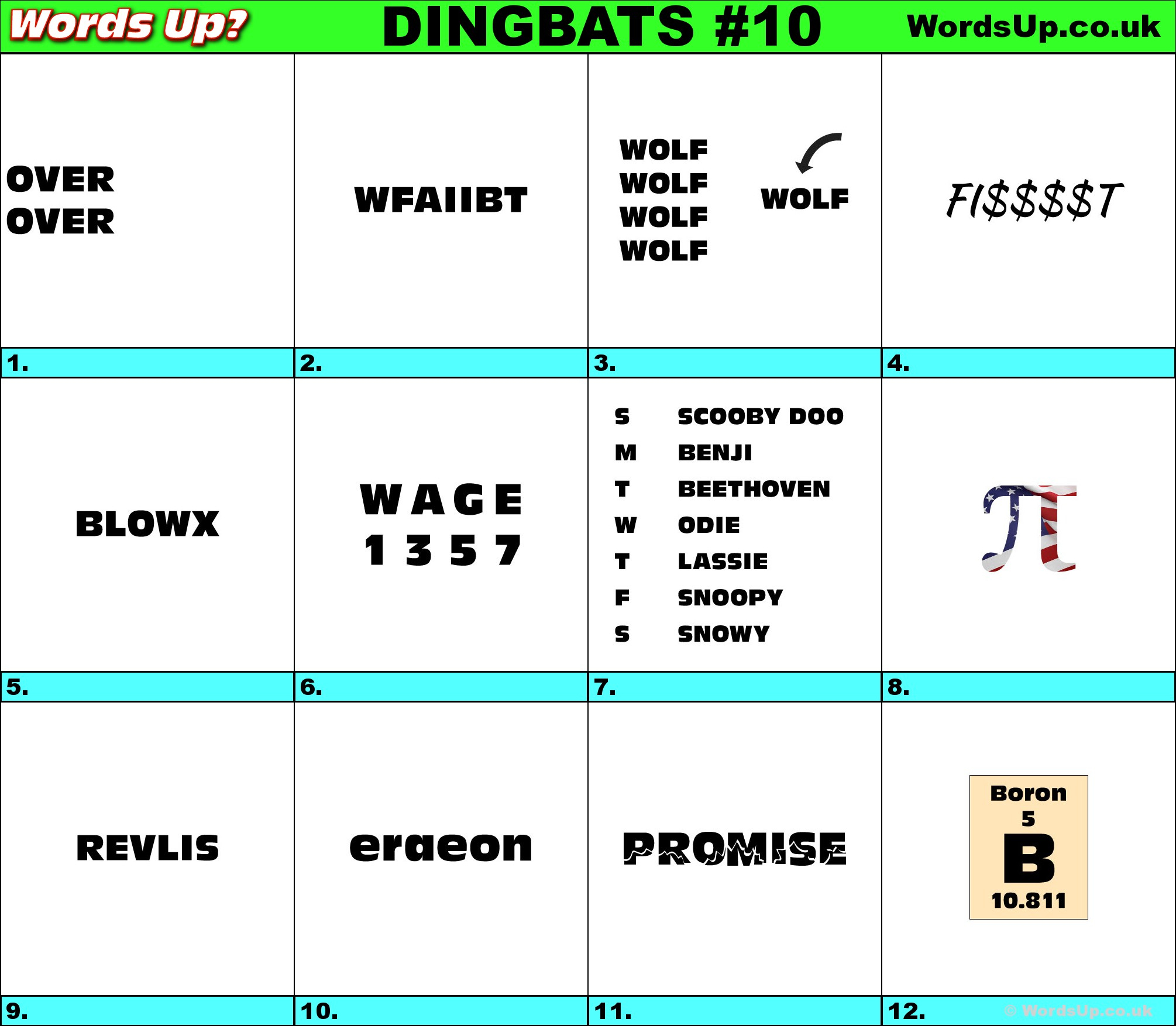 Words Up? Dingbat Puzzles - Printable Dingbat Puzzles