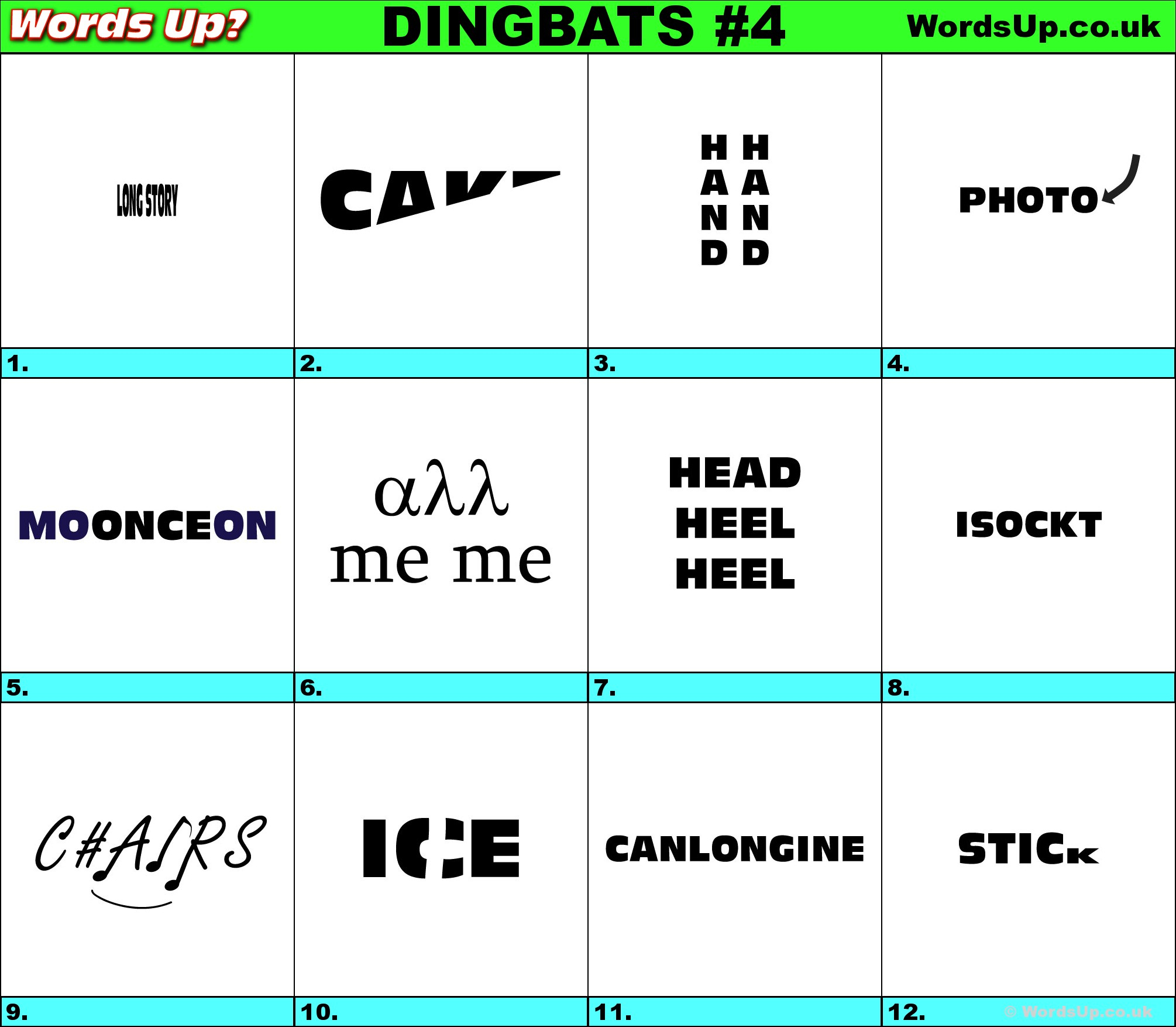 Words Up? Dingbat Puzzles - Printable Dingbat Puzzles With Answers