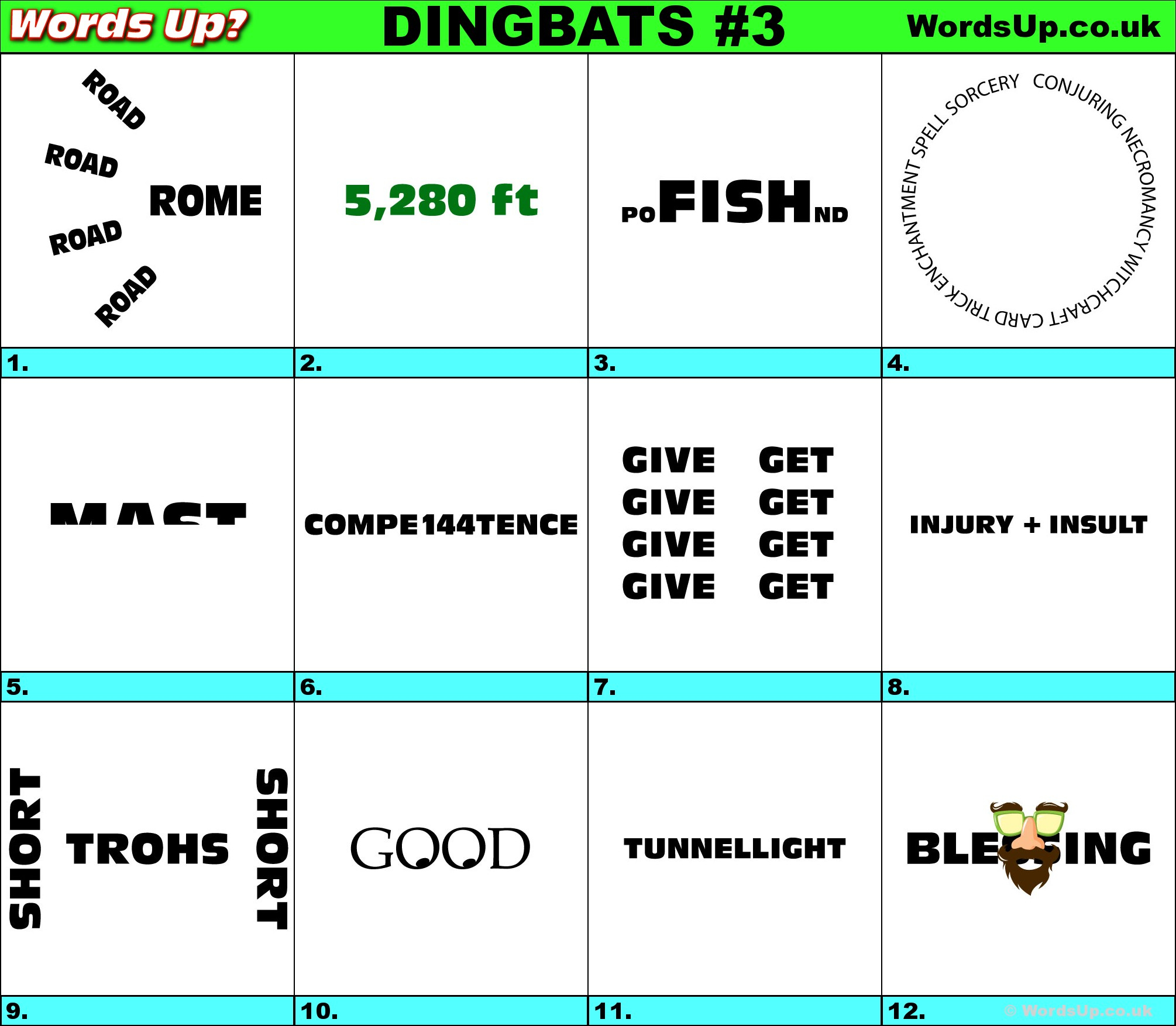 Words Up? Dingbat Puzzles - Printable Dingbat Puzzles