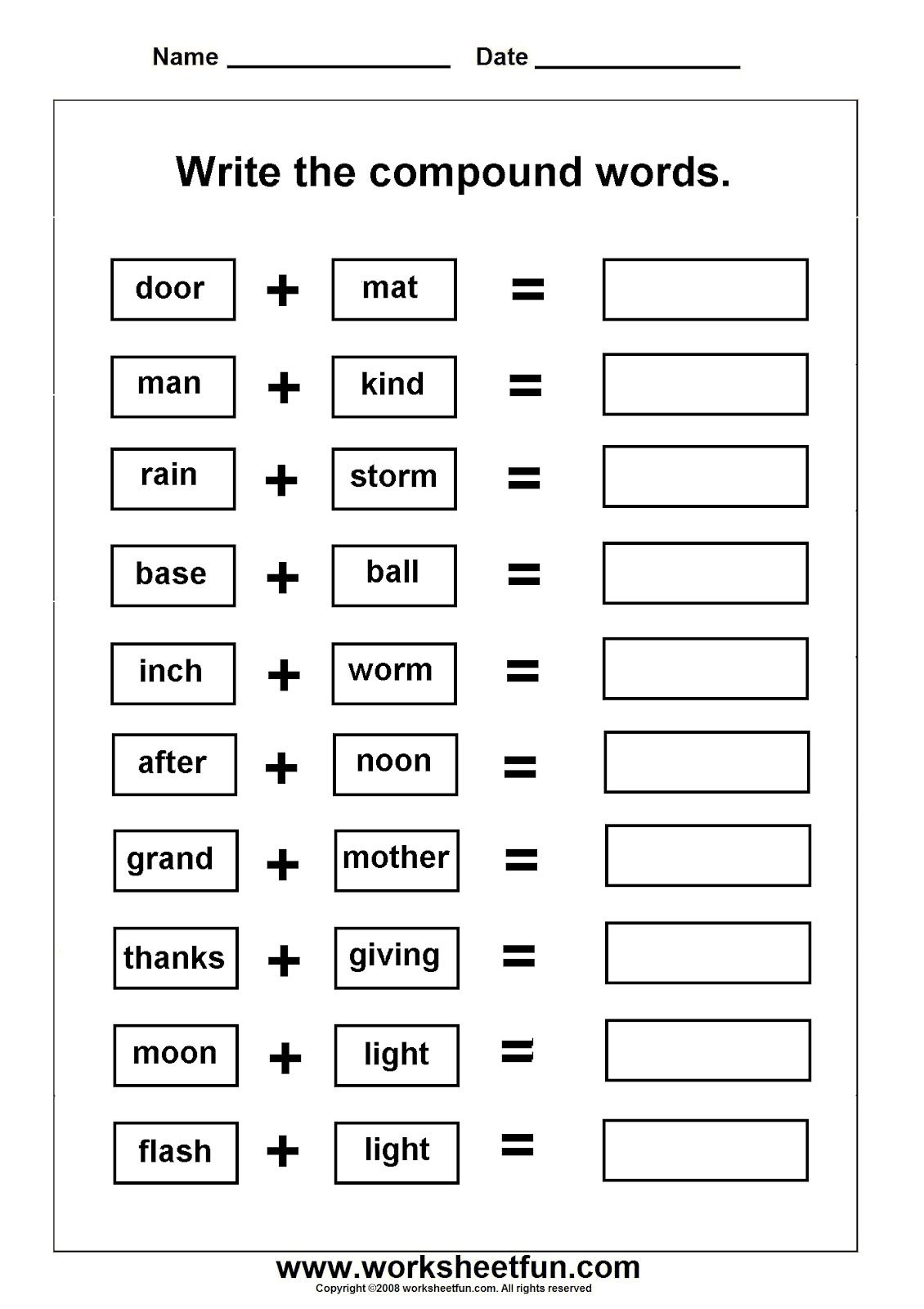 Worksheets On Compound Words With Pictures | Ela Activities - Printable Compound Word Crossword Puzzle