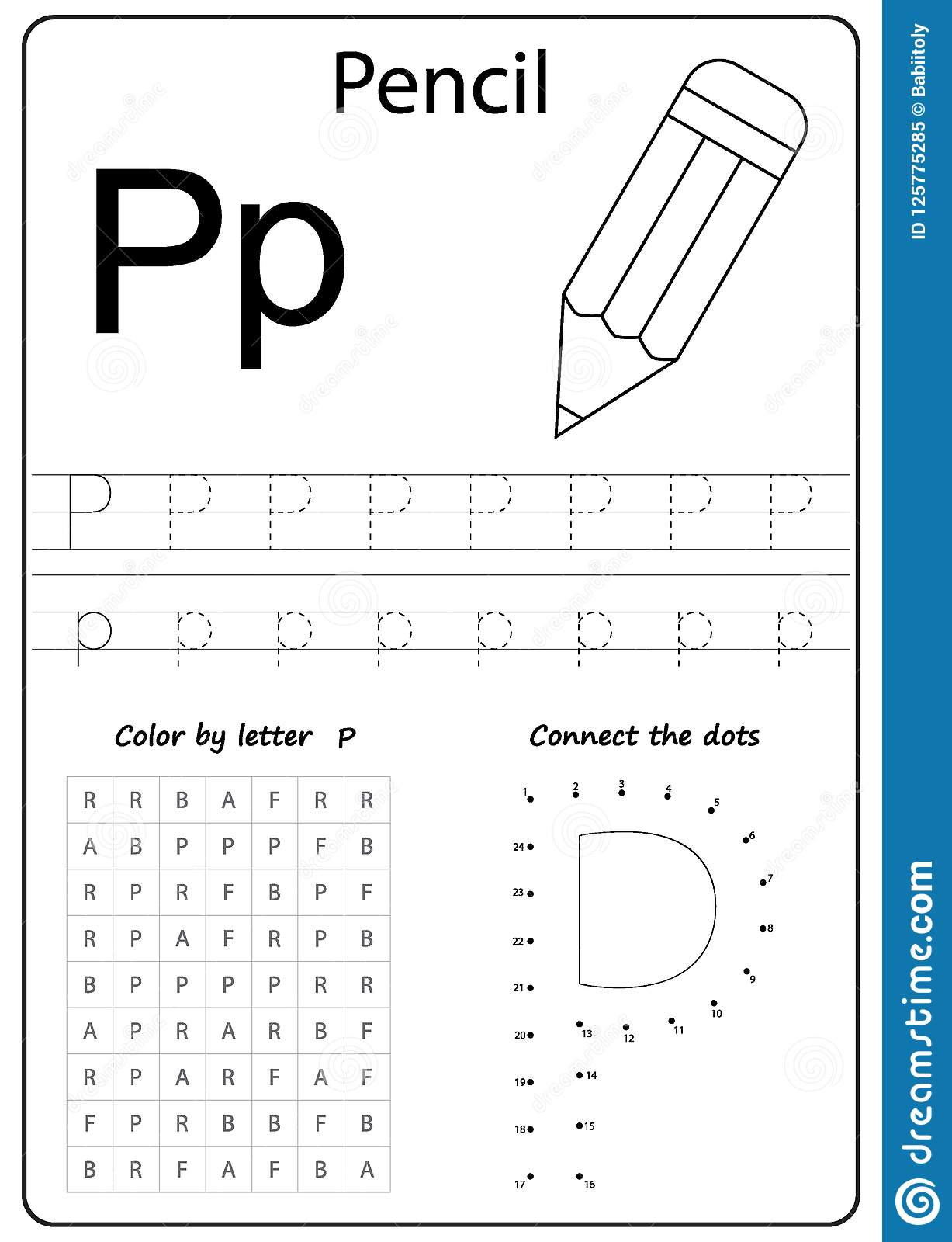 Writing Letter P. Worksheet. Writing A-Z, Alphabet, Exercises Game - Letter P Puzzle Printable