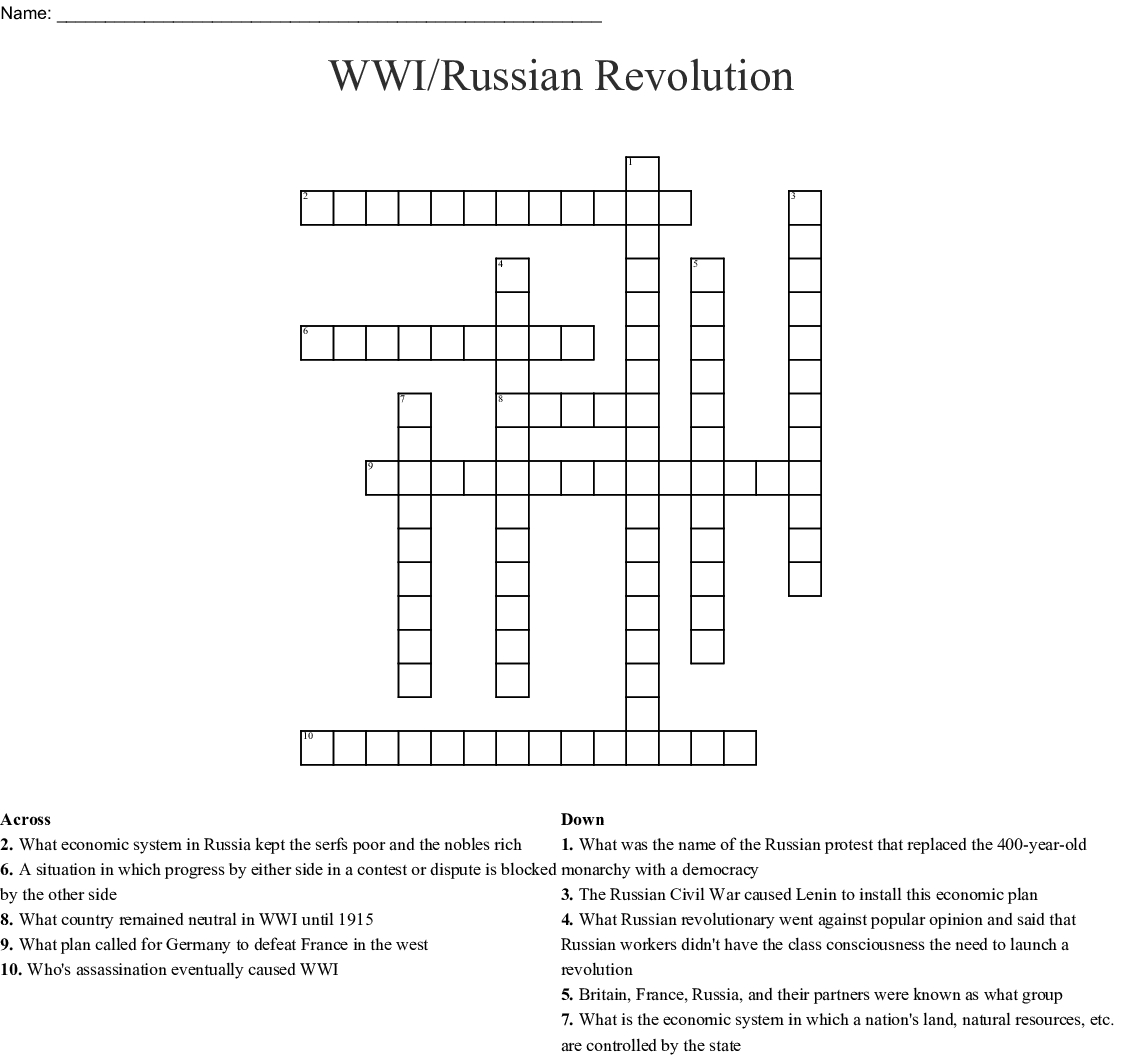 Wwi russian Revolution Crossword Wordmint Printable Russian Crosswords Printable Crossword