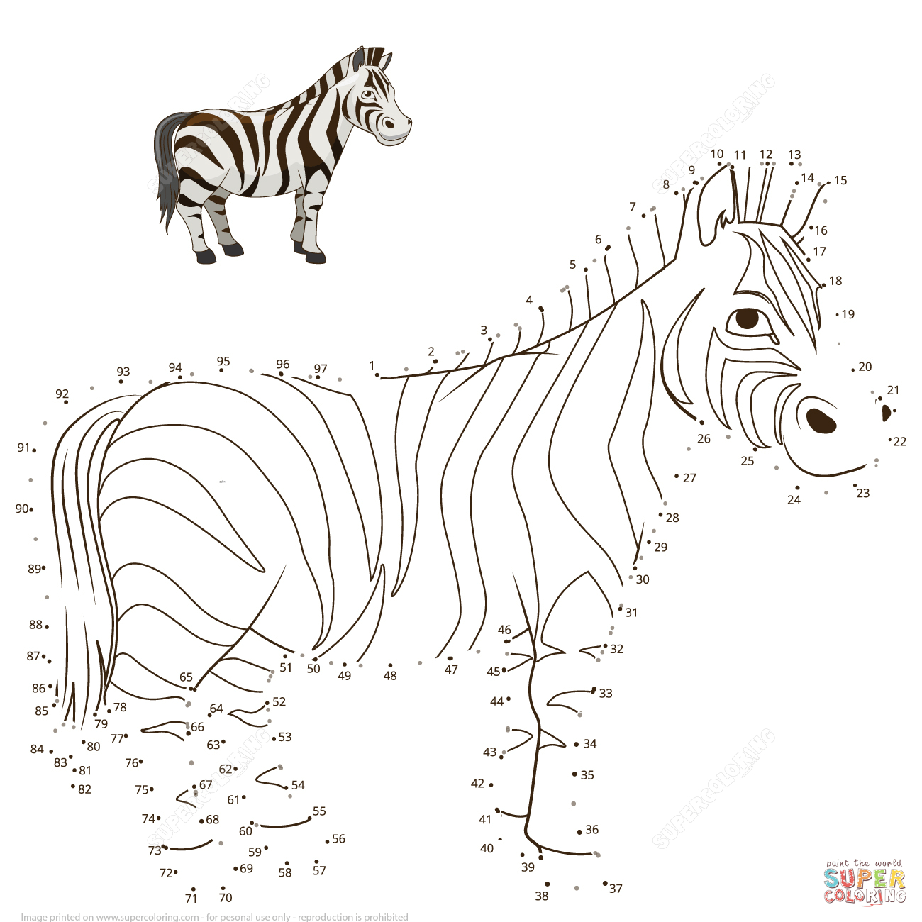 Zebra Dot To Dot | Free Printable Coloring Pages - Printable Zebra Puzzle